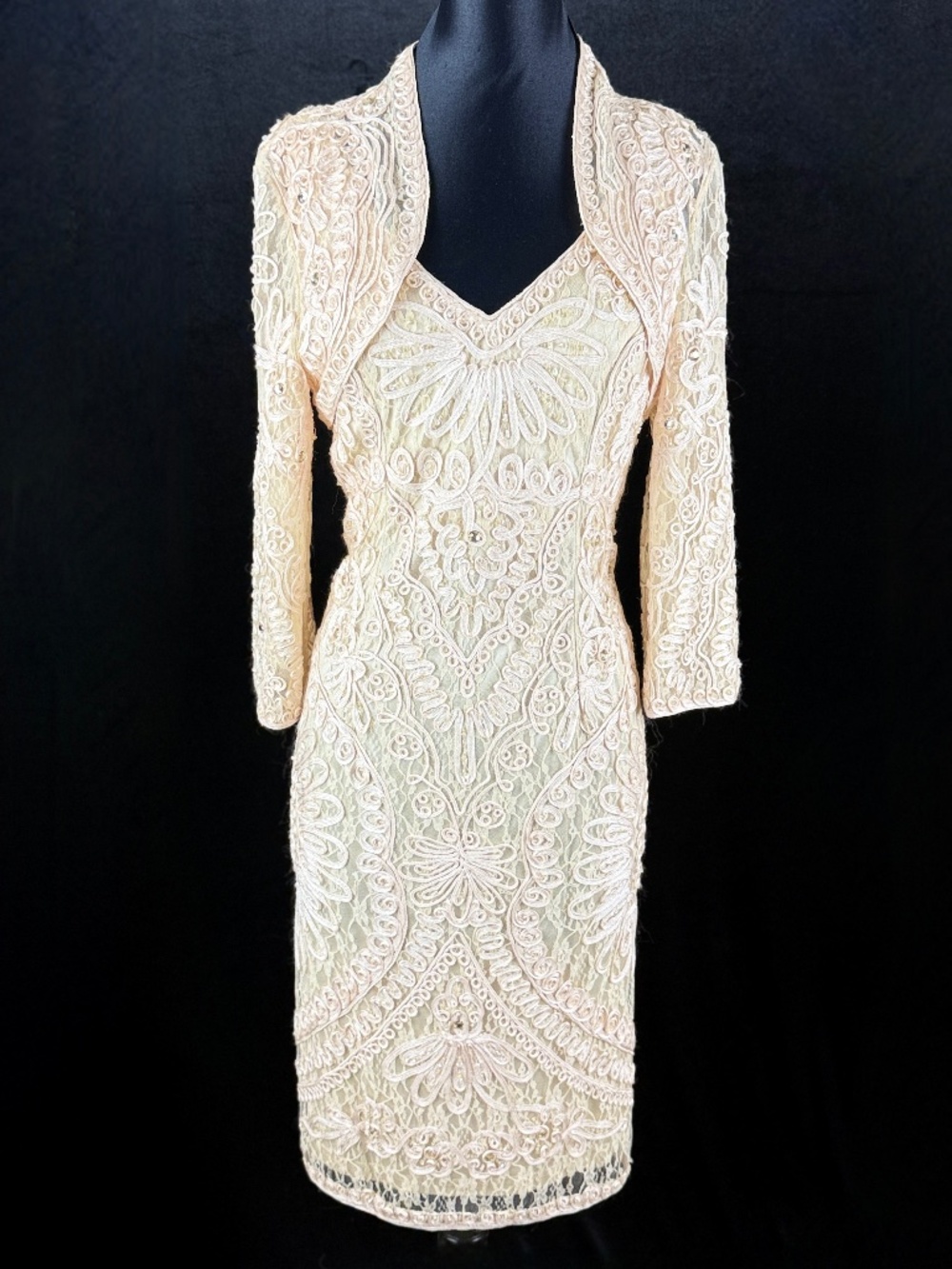 Soutache Lace Sheath Dress w Bolero 12 Mon Cheri Cocktail New Years Eve Wedding